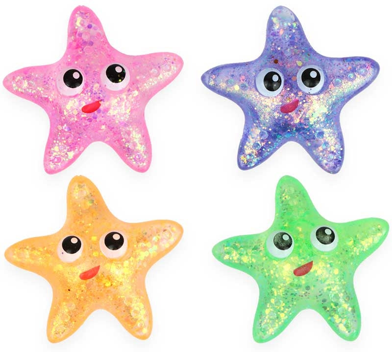 SQUEEZE STARFISH W/SUGAR & SPARKLE 10CM ASSORTED